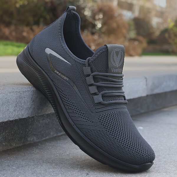 Men's Slip On Breathable Sneakers, Woven Lightweight Non Slip Outdoor Training Running Workout - Image 5