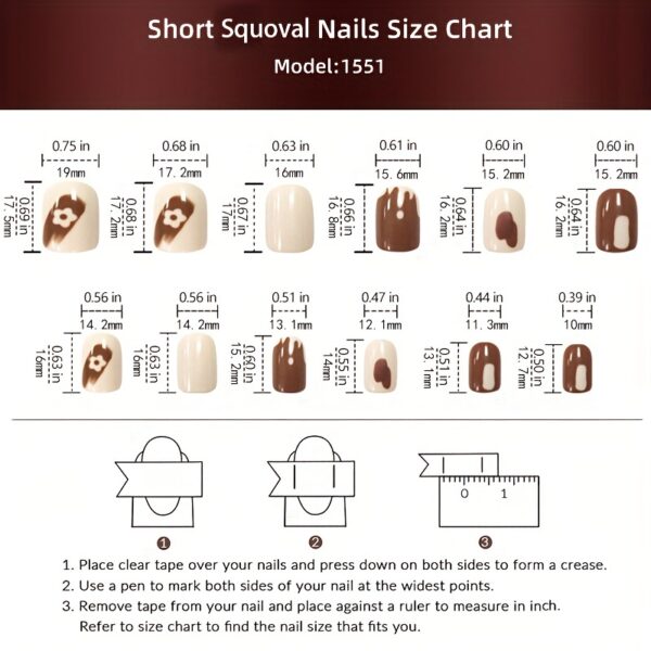 24pcs Glossy Short Square Fake Nails, White Pinkish Gradient Press On Nails With Flower Design, Sweet Cool Full Cover False Nails For Women Girls - Image 5