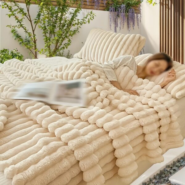 [Customer Favorite] Versatile Faux Rabbit Fur Blanket - Double-Sided, Thermal & Cozy for All Seasons, Perfect for Office Naps, Outdoor Camping, Hiking & Fishing - Image 6