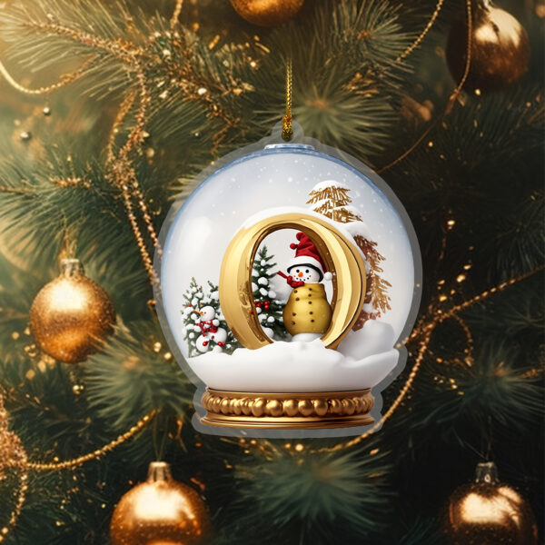 Acrylic Crystal Globe Christmas Ornament with Snowman Figurine - Hanging Alphabet Letters A-Z, Art Deco Style, Thanksgiving & Christmas Tree Decor, No Battery Required - Image 6