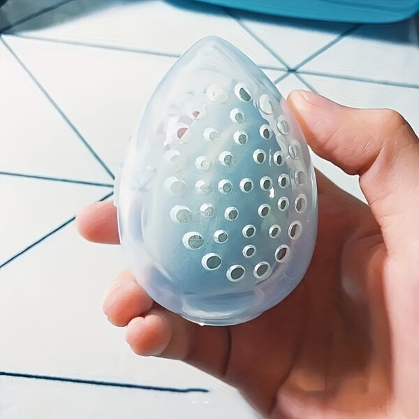 Protective Makeup Sponge Travel Case - Breathable Beauty Blender Holder with Clear Storage Box