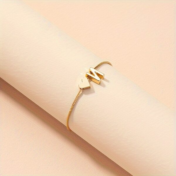 1pc Mini Love Heart Letter Beads Thin Chain Bracelet Simple Minimalist Hand Chain Jewelry - Image 20
