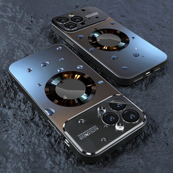 Titanium-Colored Magnetic Wireless Charging Phone Case - Luxury Shockproof Hard Matte Back Cover - Compatible with iPhone 11/12/13/14/15/16 Pro Max Plus, Fully Encasing Camera Lens Protection - Image 3