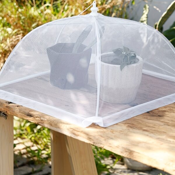 1pc of white rice cover, foldable dining table food fly proof rice cover, household dust cover, umbrella fly proof kitchen outdoor food cover - Image 9