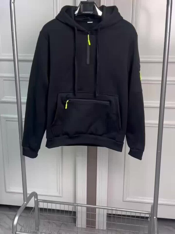 Men's Cozy Solid Color Long Sleeve Hooded Sweatshirt - Soft Casual Wear for Fall/Winter - Kangaroo Pocket, Half-Zip Design, Daily Wear Essential - Image 11