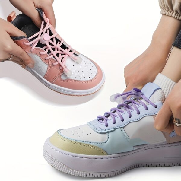 1 Pair Round Elastic Shoelaces, No Tie Shoelaces For Sneakers Casual Shoes Skate Shoes - Image 13