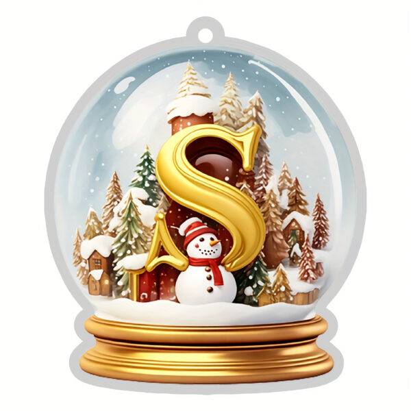Acrylic Crystal Globe Christmas Ornament with Snowman Figurine - Hanging Alphabet Letters A-Z, Art Deco Style, Thanksgiving & Christmas Tree Decor, No Battery Required - Image 23