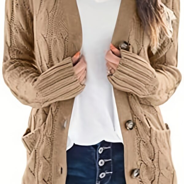Cozy Cable Knit Cardigan - Chic Button-Up Design - Warm Long Sleeve Top for Women, Perfect for Fall & Winter - Image 21