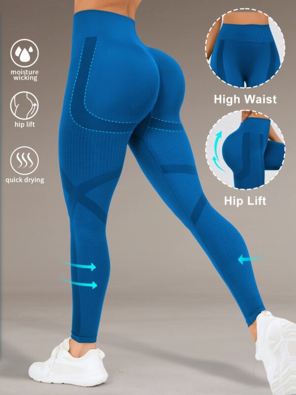 High Waist Butt Lifting Yoga Pants for Women - Moisture-Wicking, High Elasticity Workout Leggings with Wide Waistband, 90% Polyamide & 10% Elastane, Ideal for Running, Gym, and Fall/Winter Activewear, Yoga Wear | Sporty Leggings | Snug Fit, Butt Lifting L - Image 4