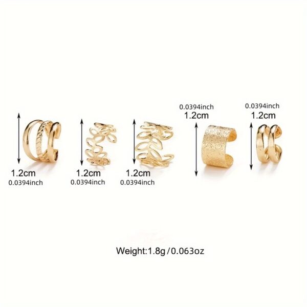 5pcs/set Fashion Trendy Design Classic Elegant Women's Ear Cuff, Iron Jewelry Set, For Women Daily Party Holiday Wearing - Image 6