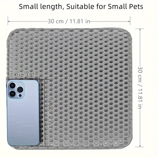 1pc Gray Double-layer Cat Litter Mat Filter Prevents Cat Litter from Being Carried Out and Splashed, Washable and Controllable Cat Litter Tray Mat - Image 8