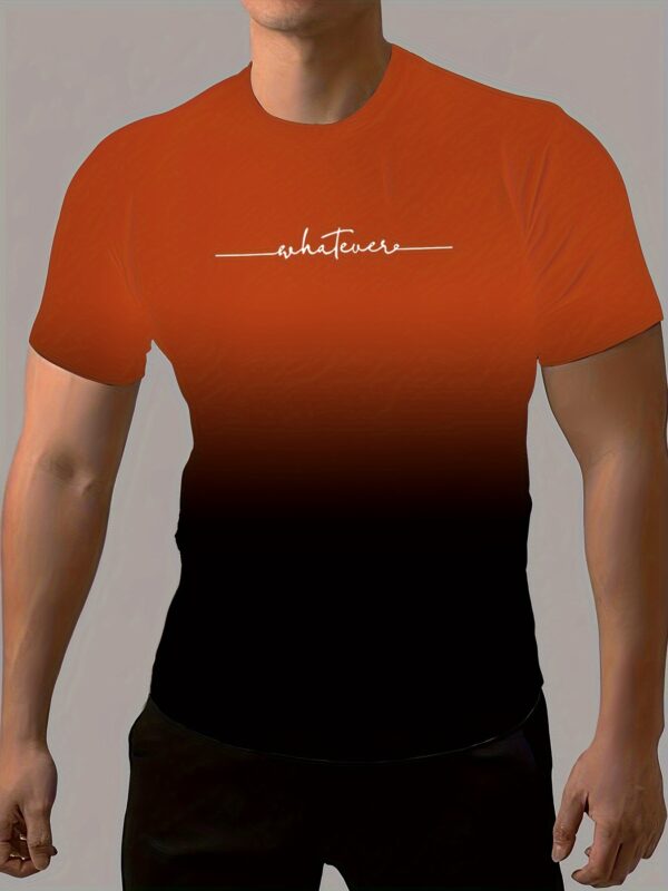 Men's Fashion Gradient Color Sports T-shirt, Casual Stretch Round Neck Tee Shirt For Summer - Image 5