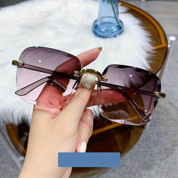 Square Rimless Fashion Fashion GlassesFor Women Men Summer Gradient Sun Shades For Vacation Beach Travel (Not Include Glasses Case) - Image 9