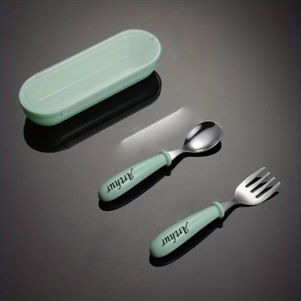 [Customized] Personalized Any Name Children's Tableware Spoon And Fork Storage Box Set, Children's Tableware Set Easter Gift - Image 11