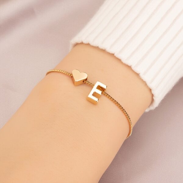 1pc Mini Love Heart Letter Beads Thin Chain Bracelet Simple Minimalist Hand Chain Jewelry - Image 11