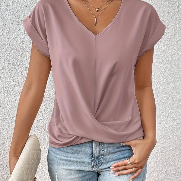 Women'S Sweetheart Neckline Short Sleeve T-Shirt - Solid Color, Regular Length, Summer Casual Top with Cross-Back Straps, Sweetheart Necklace - Image 22