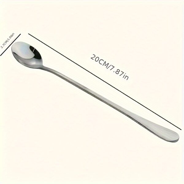 Set Of 8 Stainless Steel Long-handled Spoons For Ice Tea, Coffee, Ice Cream, Dishwasher Safe, Kitchen Accessories - Image 3