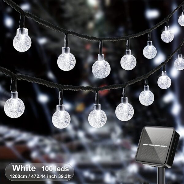 1pack, 20/50/100 LED Large Light Bulb, Solar Crystal Ball, Bubble Light String, Solar Outdoor Light Strip, 8 Lighting Modes, Solar Light String For Garden, Camping, Party, Independence Day, Christmas, Wedding, Ball, Birthday, Courtyard Decoration - Image 12