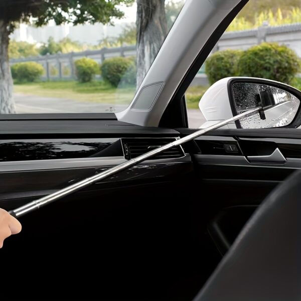 1pc Retractable Windshield Wiper, Car Rearview Mirror Wiper with Retractable Long Pole, Retractable Car Glass Scraper, Universal Car Accessories, Portable Car Mirror Raindrop Cleaner - Image 2