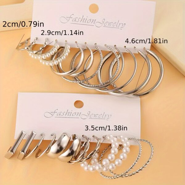 12 Pairs Of Classic Fashion Several C-ring Ladies' Earrings Set Holiday Couple Girls' Jewelry Gifts - Image 3