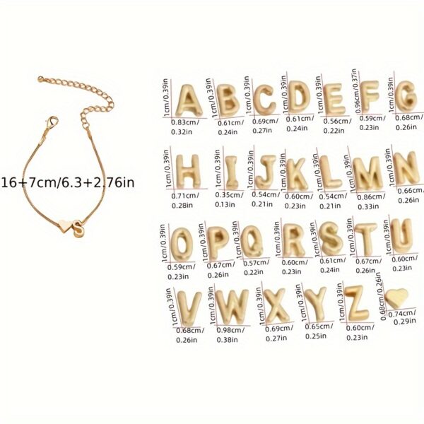 1pc Mini Love Heart Letter Beads Thin Chain Bracelet Simple Minimalist Hand Chain Jewelry - Image 7