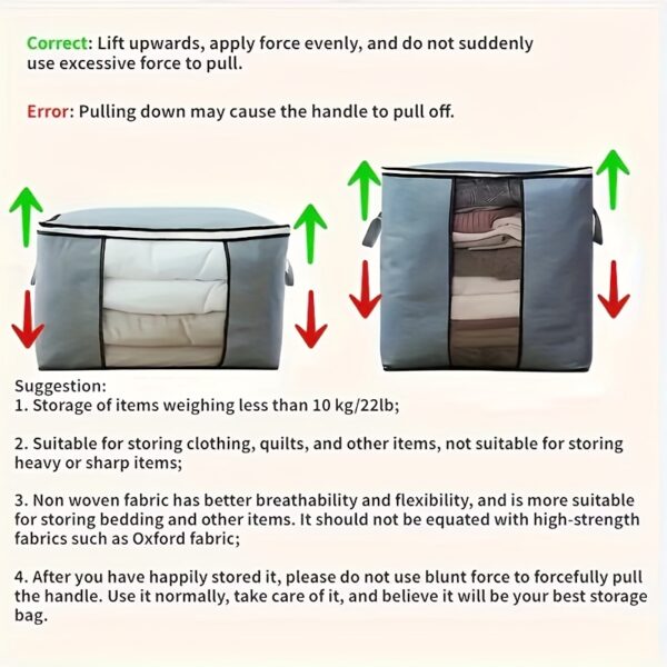 1pc Large Capacity Clothes Storage Bag - Makeup Travel Packaging Bag With Reinforced Handle And Sturdy Zipper - Bedroom Accessories - Image 11