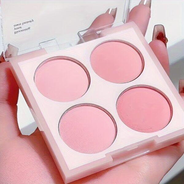 4 Colors Blush Palette Low Saturated Powder Compact Soft Color Gradient Matte Vibrant Color Light Pink Purple Blush For Girls - Image 6