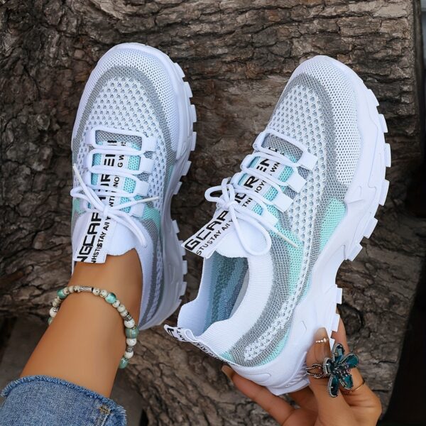 Women's Breathable Mesh Platform Sneakers, Casual Lace Up Outdoor Shoes, Comfortable Low Top Sport Shoes plus size - Image 13