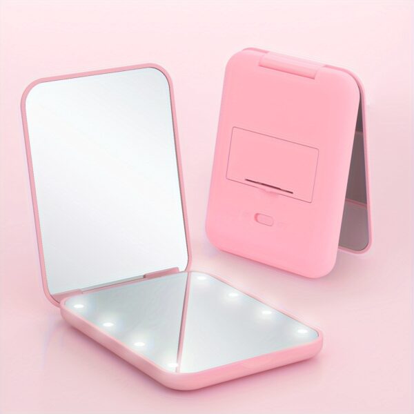 1X/3x Magnified LED Mini Travel Makeup Mirror, Compact, Double-Sided, Portable, Folding, Hand-Held, Small Lighting, Unscented, Plastic Surface, Non-Rechargeable Button Battery (Diameter≥20mm) Power, Varnished Plastic Frame, with Cartoon Theme, for Gift - Image 11