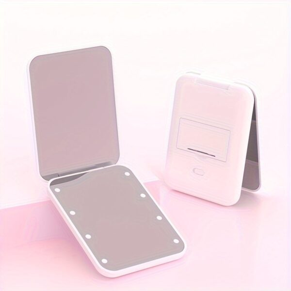 1X/3x Magnified LED Mini Travel Makeup Mirror, Compact, Double-Sided, Portable, Folding, Hand-Held, Small Lighting, Unscented, Plastic Surface, Non-Rechargeable Button Battery (Diameter≥20mm) Power, Varnished Plastic Frame, with Cartoon Theme, for Gift - Image 3