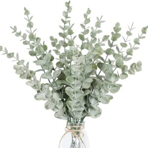 12/10pcs Eucalyptus Stem Artificial Eucalyptus Leaf Stem True Gray Green Touch Leaves Branches Home Office Flower Bouquet Wedding Decoration Center