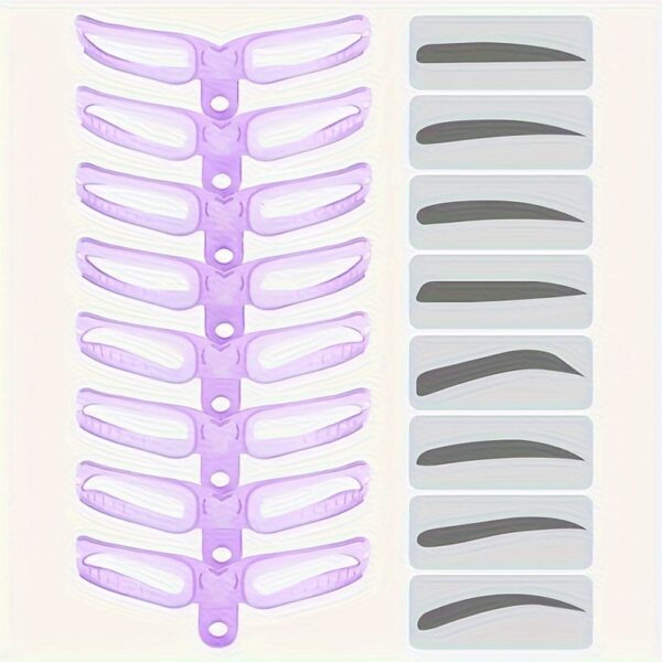 8pc Eyebrow Shaping Template Kit With Handle - Grooming Card For Defined And Perfectly Shaped Brows - Reusable - Image 5