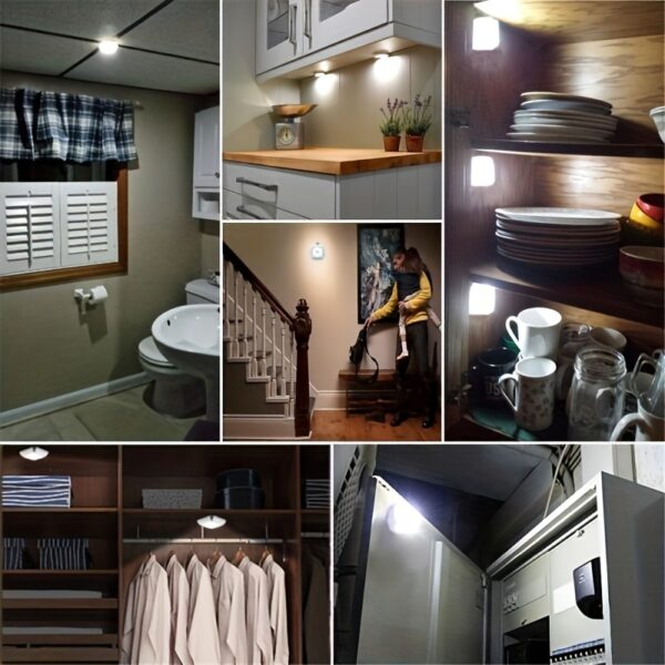 1 Piece Of 6-LED Motion Sensor Night Light, LED Wall Light, Cabinet Light, Wireless Staircase Light, Bedroom Corridor Staircase Indoor Decorative Light - Image 12