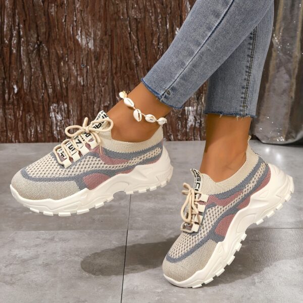 Women's Breathable Mesh Platform Sneakers, Casual Lace Up Outdoor Shoes, Comfortable Low Top Sport Shoes plus size - Image 22