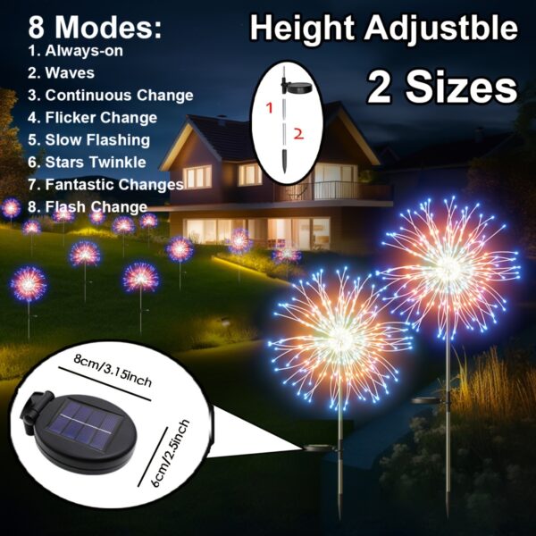 Fireworks Lights Outdoor, Solar Firework Lights Outdoor IP65 With 8 Lighting Modes Firework Solar String Lights For Garden Patio Backyard Decor 420LED/300LED/200LED/150LED/60LED - Image 2