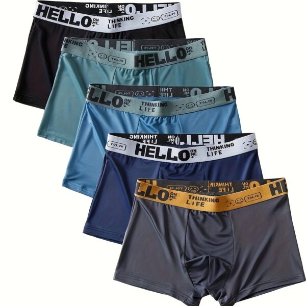 Set of 5 Men'S Solid Color Boxer Shorts - Image 12