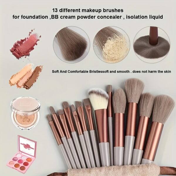13 Pcs Soft Makeup Brush, For Foundation Blending, Eye Shadow Application, Kabuki Blending Beauty Tools - Image 3