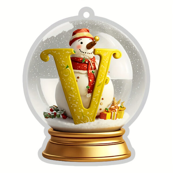 Acrylic Crystal Globe Christmas Ornament with Snowman Figurine - Hanging Alphabet Letters A-Z, Art Deco Style, Thanksgiving & Christmas Tree Decor, No Battery Required - Image 26