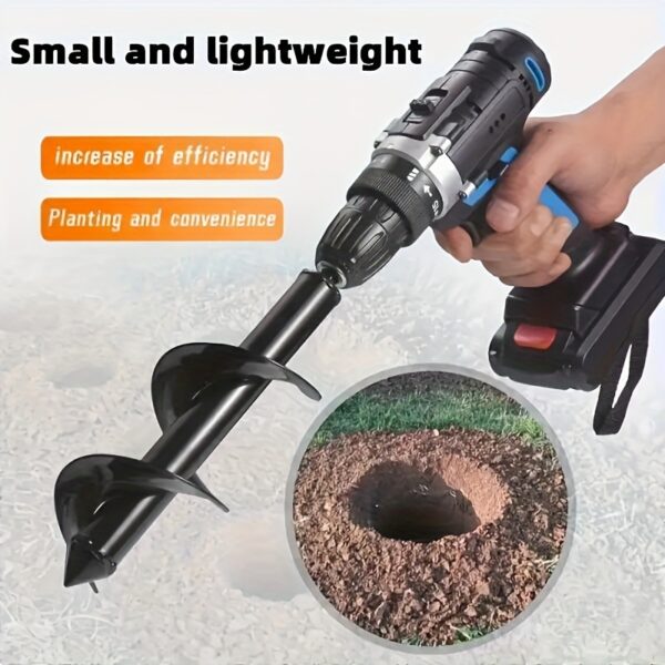Quick-Plant Heavy-Duty Auger Drill Bit, Metal Garden Tool - Single Item Packaging, 3/8" Hex Round Shank, Manual Power Supply