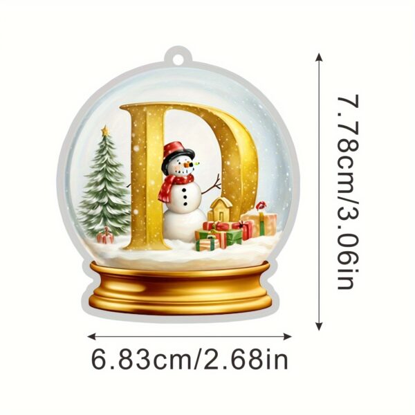 Acrylic Crystal Globe Christmas Ornament with Snowman Figurine - Hanging Alphabet Letters A-Z, Art Deco Style, Thanksgiving & Christmas Tree Decor, No Battery Required - Image 12