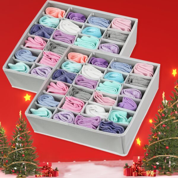 1pc Sock Underwear Organizer Dividers, Drawer Organizers Fabric Foldable Cabinet Closet Organizers And Storage Boxes For Storing Socks, Underwear, Ties - Image 2