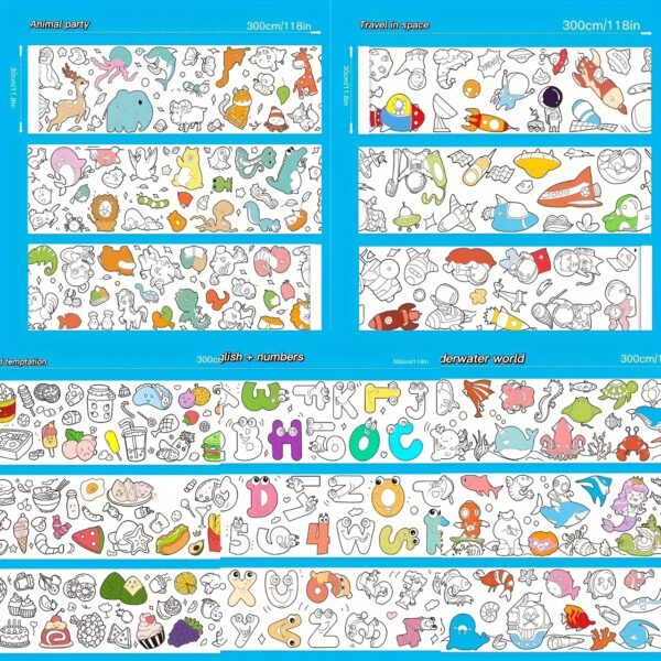 Doodle Painting Roll, Painting Paper Roll DIY Painting Painting Color Filling, Develop Imagination Painting Tools (Without Pen, Uncolored Painting Roll) Halloween/Christmas Gift Easter Gift - Image 2