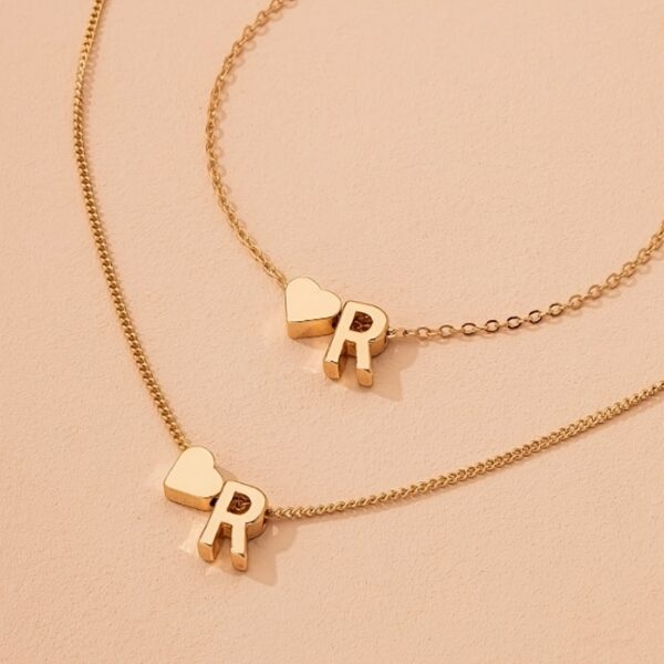 1 Necklace + 1 Bracelet Minimalist Style Jewelry Set Trendy Letter Design U Got An Alphabet To Choose Match Daily Outfits Party Accessories - Image 8