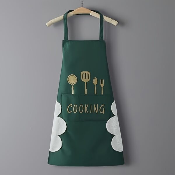 1pc Waterproof & Oil-Proof Cooking Apron with Pockets - Adjustable, Polyester Fabric, Black or Green, Perfect for Kitchen, Coffee Bar, or Restaurant Use - Image 7