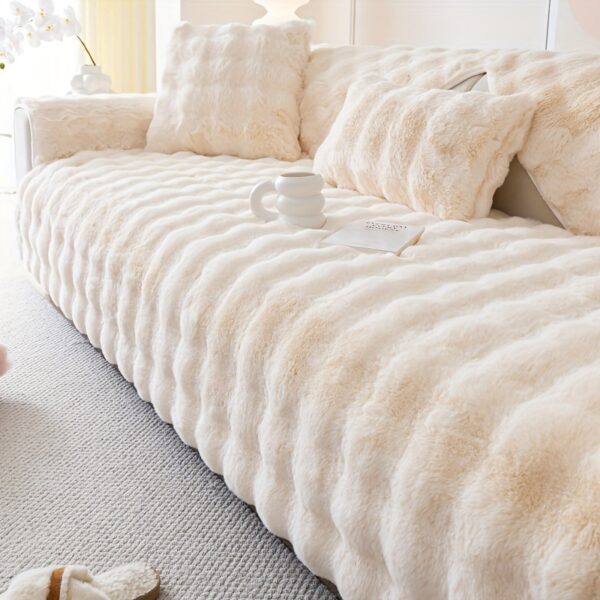 [Thick Plush Rabbit Fur Sofa Cover] Luxurious Faux Rabbit Fur Sofa Cover - Soft, Thick Plush Slipcover for Cozy Winter Warmth - Pet-Friendly, Machine Washable - Fits Single to Four-Seater Sofas - Perfect for Living Room, Bedroom, Office Decor - Image 18