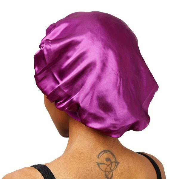 2pcs/set Solid Color Satin Bonnet Classic Elastic Sleeping Night Cap Soft Bath Shower Cap Imitation Silk Elastic Hair Bonnets For Women - Image 12