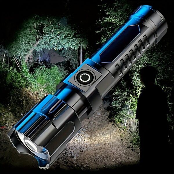 1pc Super Bright Flashlight, USB Rechargeable Telescopic Zoom Wide Beam Handheld Emergency Illumination Flashlight For Outdoor, Exploration, Work Lighting - Image 3