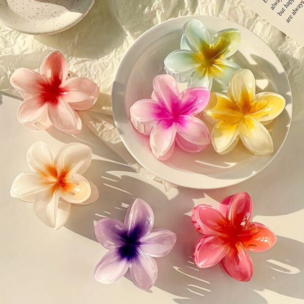 6pcs/1pc Random Color Egg Flower Hairpin, Plastic Fairy Elegant Hairpin, Ideal Gift Choice Gradient Color Flower Hair Claw Clip - Sweet and Elegant Hawaiian Style, Suitable for Women and Girls - Fashion Casual Accessories, Photo Props and Gifts - Image 14