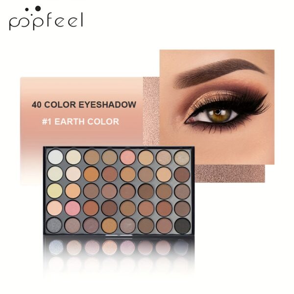 40 Colors Eye Makeup Palette, Matte Shimmer Glitter Metallic Eyeshadow Palette - Image 6