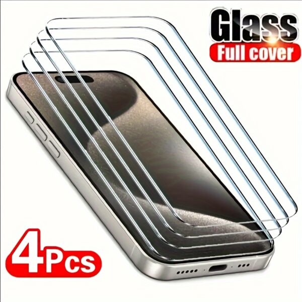 iPhone HD Tempered Glass Screen Protection - 4pcs for 11 12 13 14 15 Pro Max 14 15 Plus - Protective Glass Film - Image 8